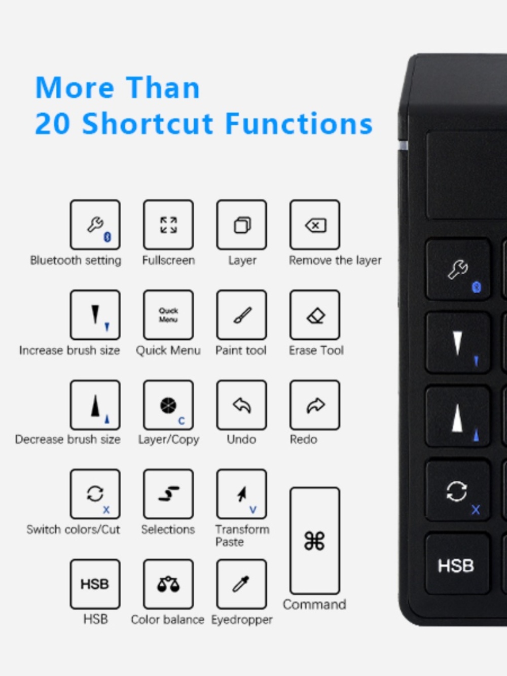 AOIKTYE Procreate Shortcut Keyboard Wireless iPad Drawing Controller - Picture 9 of 10